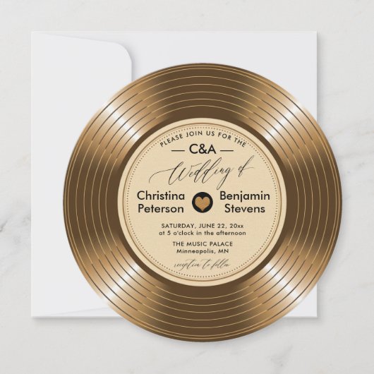  LP Vinyl Gold Record Muzikant bruiloft Kaart (Voorkant)