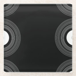 Lp vinyl op zwart glazen onderzetter