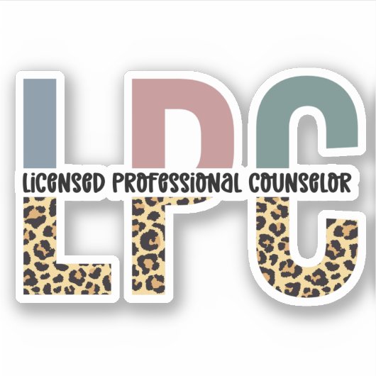 LPC Licensed Professional Counselor Cheetah Print Sticker (Voorkant)
