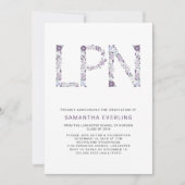 LPN afstuderen feest, bloemenverpleegkundige paars Kaart (Voorkant)