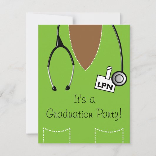 LPN Black Nurse Afstuderen Invitation Scrub #32 Kaart (Voorkant)
