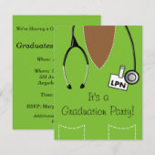 LPN Black Nurse Afstuderen Invitation Scrub #32 Kaart (Voorkant / Achterkant)