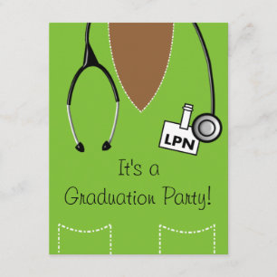LPN Black Nurse Afstuderen Invitation Scrub #32 Kaart