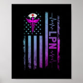 LPN Job Licensed practical nurse USA Flag Poster (Voorkant)