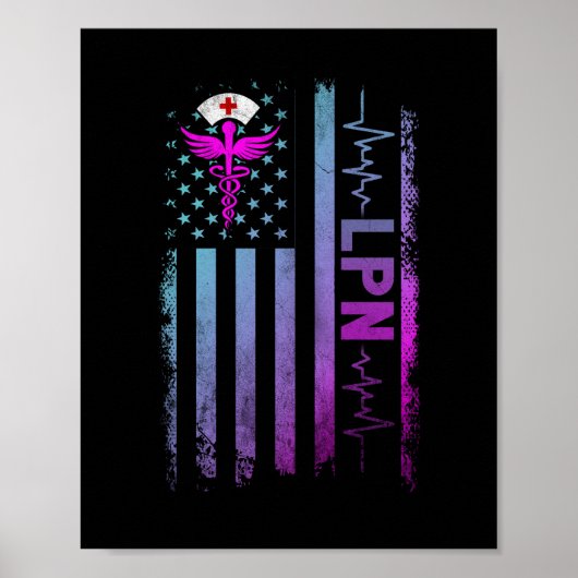 LPN Job Licensed practical nurse USA Flag Poster (Voorkant)