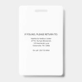 LPN, Licensed Practical Nurse, Photo ID Badge (Achterkant)