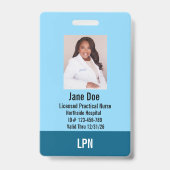 LPN, Licensed Practical Nurse, Photo ID Badge (Voorzijde)