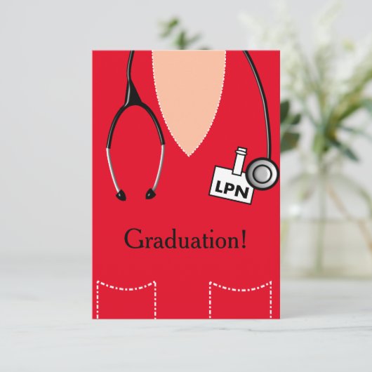 LPN Nurse Afstuderen Invitation Scrub #29 Kaart (Staand voorkant)
