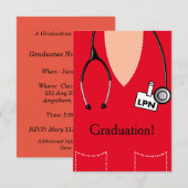 LPN Nurse Afstuderen Invitation Scrub #29 Kaart (Voorkant / Achterkant)