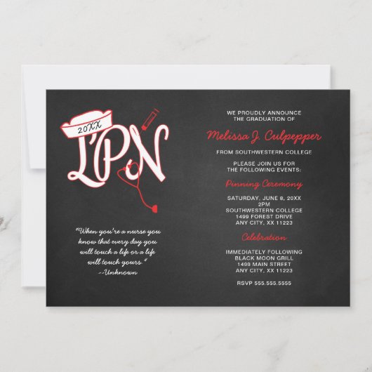 LPN pinning ceremonie huldiging afstuderen rood Kaart (Voorkant)