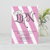 LPN-verpleegster afstuderen nodigt roze warme glit Kaart (Staand voorkant)