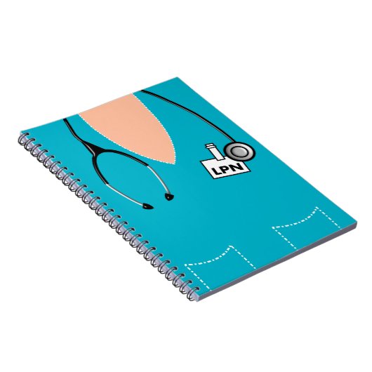 LPN Verpleegster Notitieboek Scrub Top Design Blau (Rechterzijde)