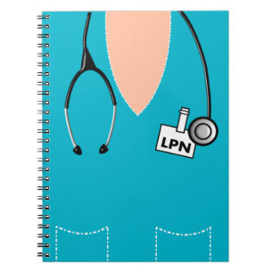 LPN Verpleegster Notitieboek Scrub Top Design Blau