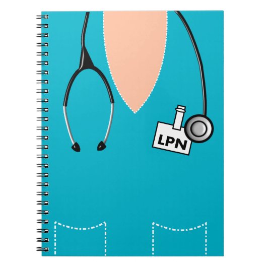 LPN Verpleegster Notitieboek Scrub Top Design Blau (Voorkant)