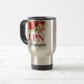 LPN Waterverf Red Christmas Greenery Afstuderen Reisbeker (Voorkant links)