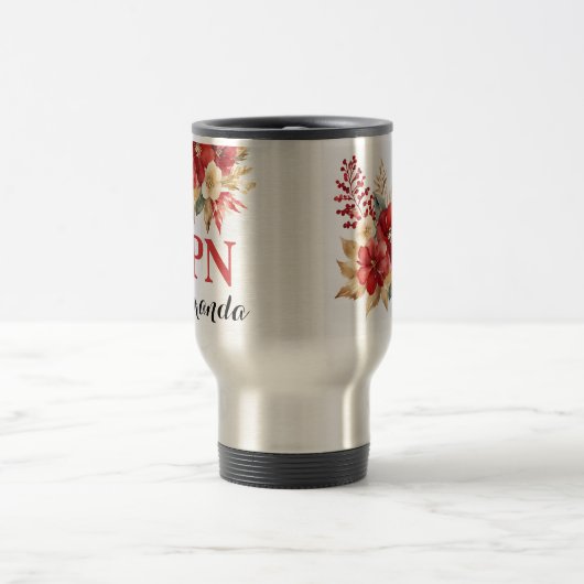 LPN Waterverf Red Christmas Greenery Afstuderen Reisbeker (Center)