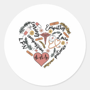 LPN zorgzame empathie liefde geduld compassie Ronde Sticker
