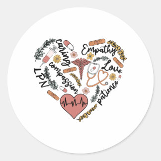 LPN zorgzame empathie liefde geduld compassie Ronde Sticker
