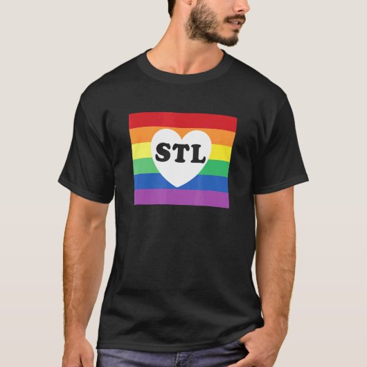 Lqbtq St Louis Stl Gay Pride Rainbow Flag T-shirt (Voorkant)