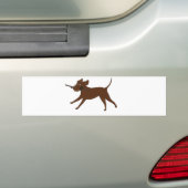 LR chocoladelab met stok Bumpersticker (Op auto)