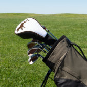 LR chocoladelab met stok Golfheadcover (Insitu)