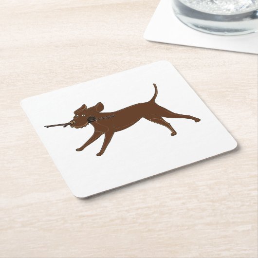 LR chocoladelab met stok Kartonnen Onderzetters (Schuin)