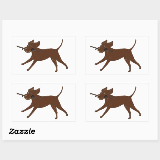 LR chocoladelab met stok Rechthoekige Sticker (Vel)