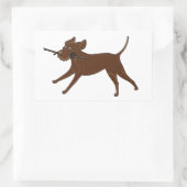 LR chocoladelab met stok Rechthoekige Sticker (Tas)