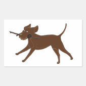 LR chocoladelab met stok Rechthoekige Sticker (Voorkant)