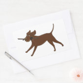 LR chocoladelab met stok Rechthoekige Sticker (Envelop)