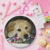 LR gele laboratoriumpupil met speelgoed Papieren Bordje (Feest)