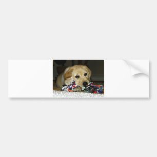 LR gele puppy met speelgoed Bumpersticker