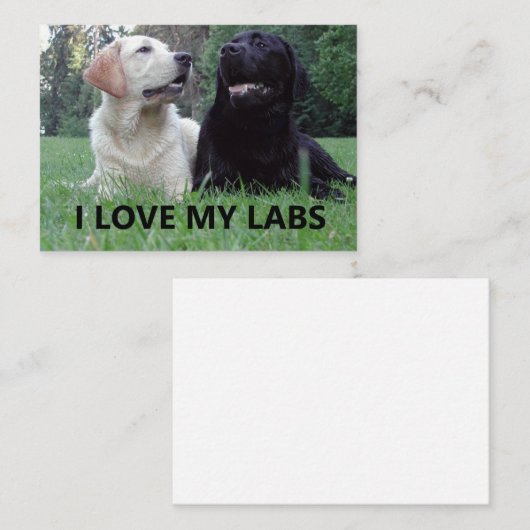 LR I Love My Labs with afbeelding Notitiekaartje (Voorkant / Achterkant)