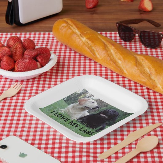 LR I Love My Labs with afbeelding Papieren Bordje (Picknick)