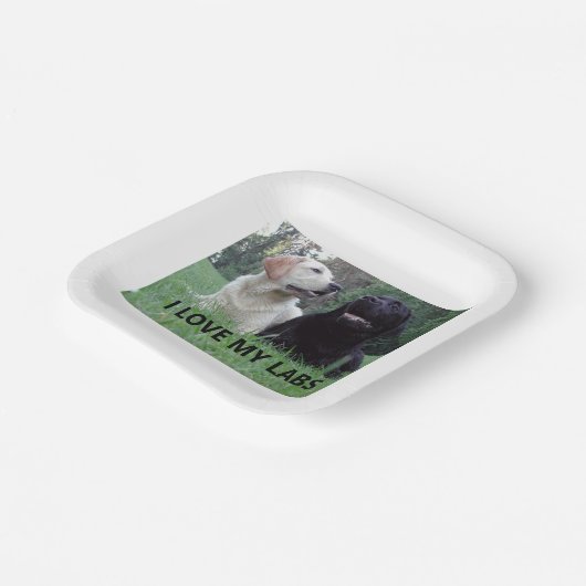 LR I Love My Labs with afbeelding Papieren Bordje (Gebogen)