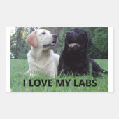 LR I Love My Labs with afbeelding Rechthoekige Sticker (Voorkant)