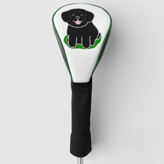 LR kawaii cartoon zwart lab Golfheadcover (Voorkant)
