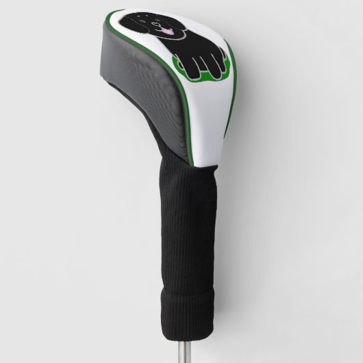 LR kawaii cartoon zwart lab Golfheadcover (Schuin)