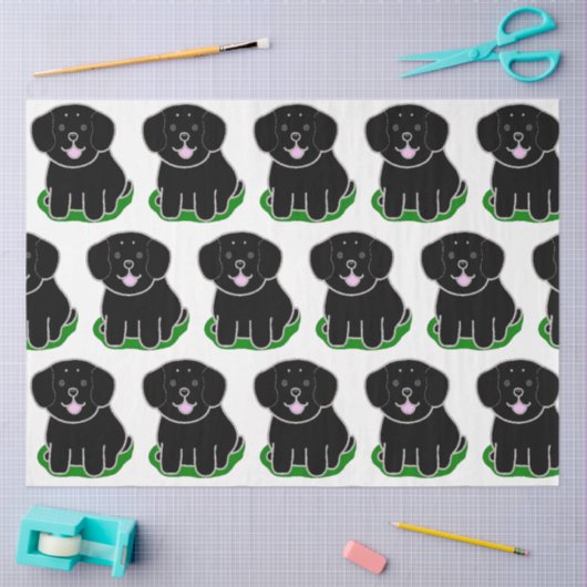 LR kawaii cartoon zwart lab Tissuepapier (Craft)