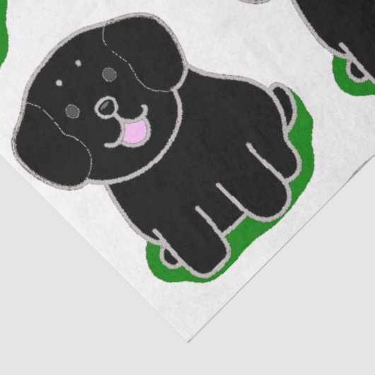 LR kawaii cartoon zwart lab Tissuepapier (Detail)