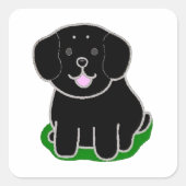 LR kawaii cartoon zwart lab Vierkante Sticker (Voorkant)