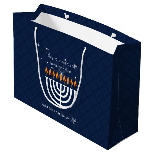 LRG Modern Hanukkah in Blue en White Groot Cadeauzakje (Achterkant Gekanteld)
