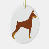 LS Doberman Pinscher rode en roest silo Keramisch Ornament (Rechts)