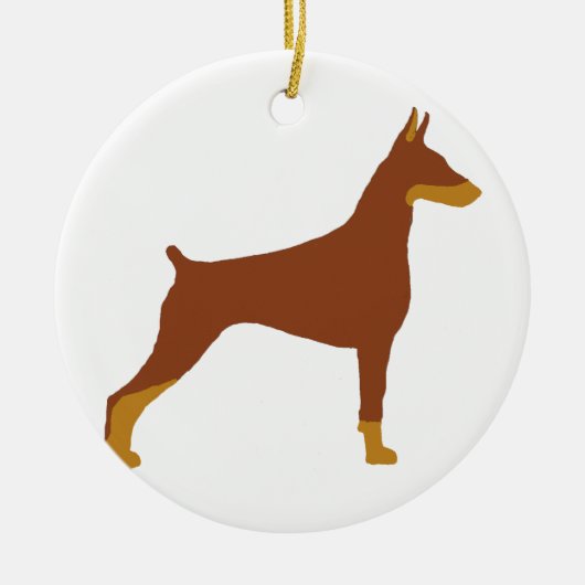 LS Doberman Pinscher rode en roest silo Keramisch Ornament (Voorkant)