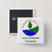 ls logo col, Claire Paul Convenor Vierkante Button 5,1 Cm (Voorkant /achterkant)