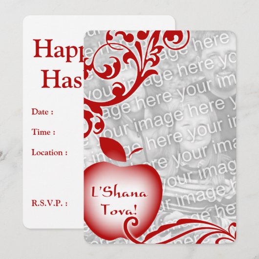 L'Shana Tova bloemenappel fotokaart Kaart (Voorkant / Achterkant)