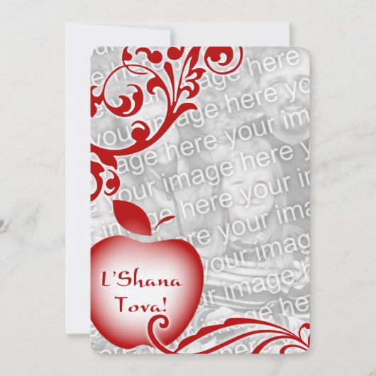 L'Shana Tova bloemenappel fotokaart Kaart (Voorkant)