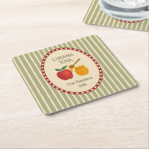 L'Shana Tova Rosh Hashanah Joods Nieuwjaar Gestree Kartonnen Onderzetters