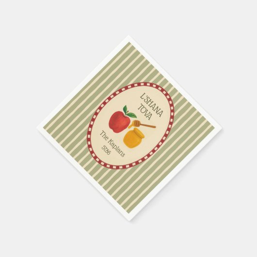 L'Shana Tova Rosh Hashanah Joods Nieuwjaar Gestree Servet (Hoek)