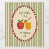 L'Shana Tova Rosh Hashanah Joods Nieuwjaar Gestree Wijn Etiket (Enkel label)